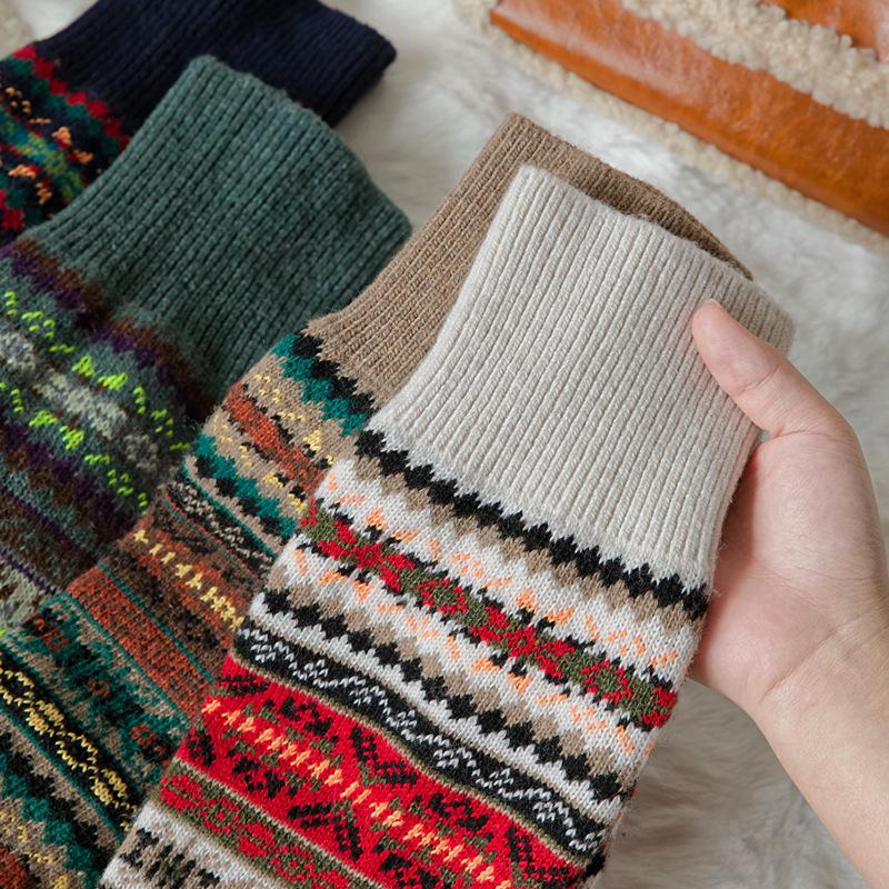 Флуоресцентные камуфляжные богемные шерстяные гетры выше колена для женщин