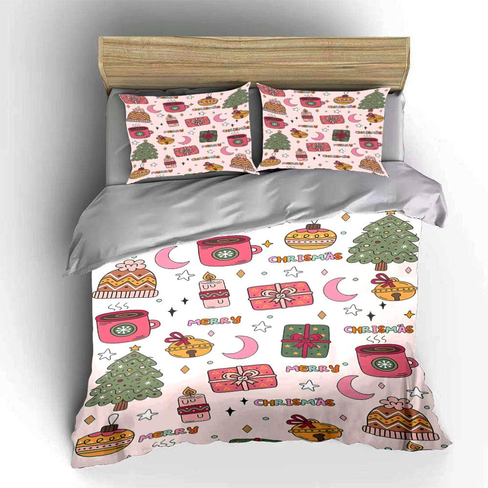 Christmas trees, gifts, ornaments. Bedding sets Duvet cover sets Duvet covers Pillowcases(1 * Duvet Cover 2 * Pillowcases without duvet insert)