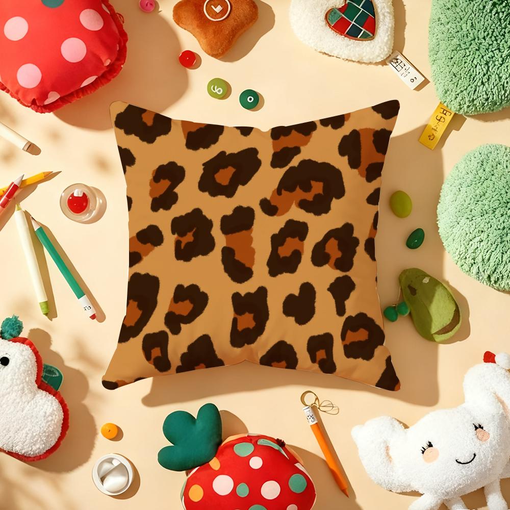 Classic leopard Print Pillow Case Plush Fabric Soft DoubleSided Printed Sofa Warm Winter Home Gift Cushion Cover