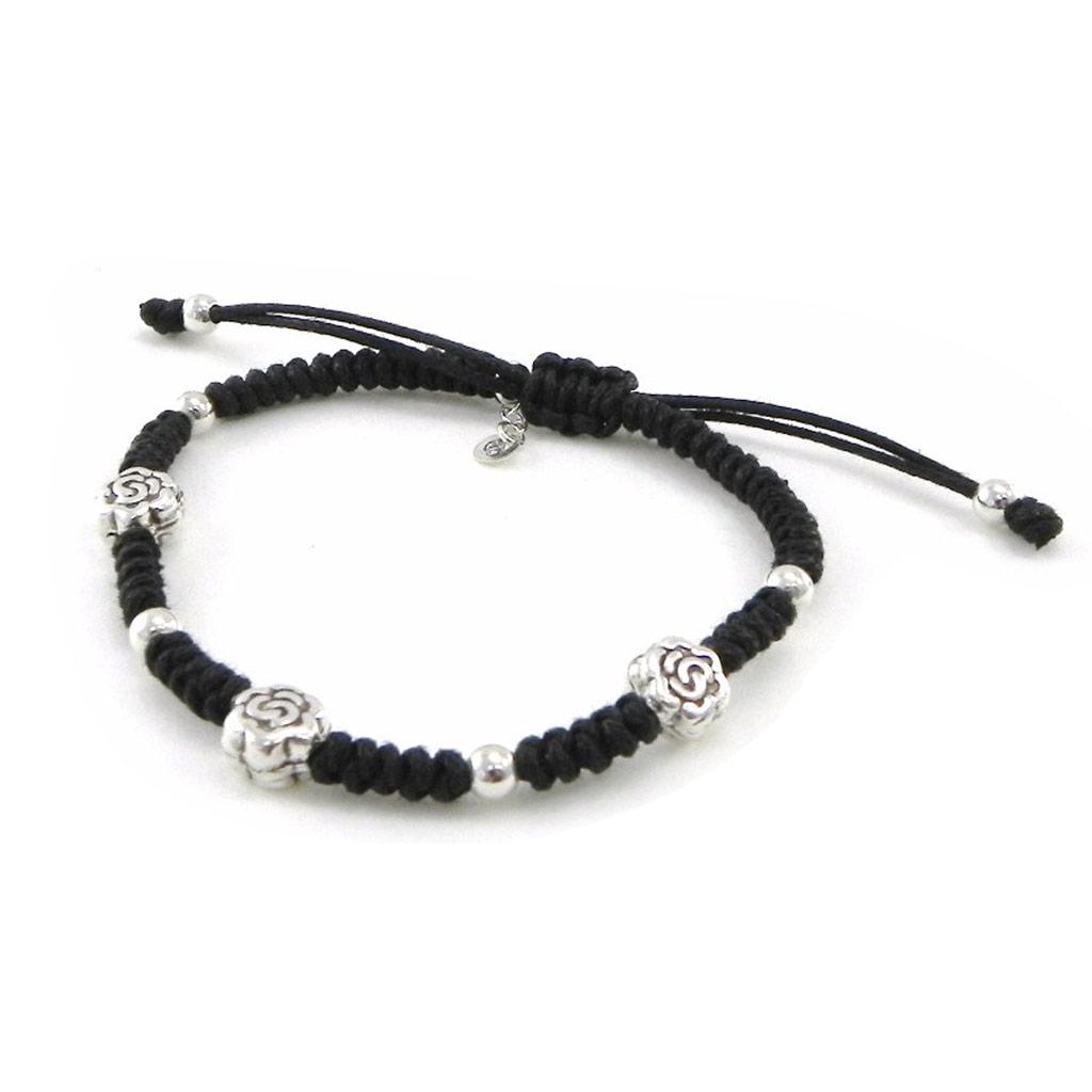 Les Trésors De Lily [I9118] - Серебряный браслет Шамбала "Флора" черный - 7 мм
