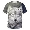 Fashion Hip Hop 3D Animal Wolf Men T-shirt Summer Trendly Casual Personality Printed Graphic T Shirts O-neck Short Sleeve Tees