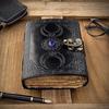 Кожаный журнал Lapis Stone Crystal Black Triple Moon Book Of Shadows, Бумажный блокнот с декольтированным краем, Гримуар, Пустая книга заклинаний, Сакральная геометрия