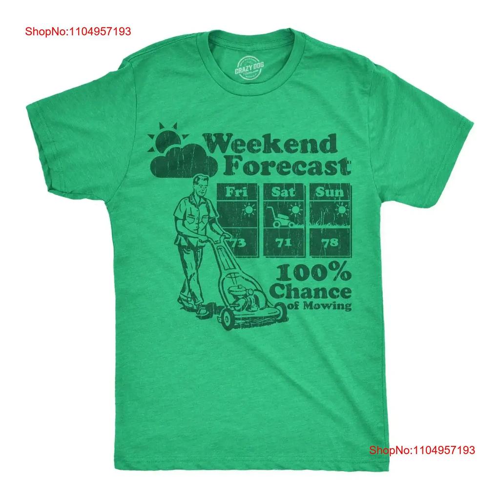 Mens Funny T Shirt Weekend Forecast 100 Chance Of Mowing Sarcastic vintage Washed Versatile Comfortable designer clothes