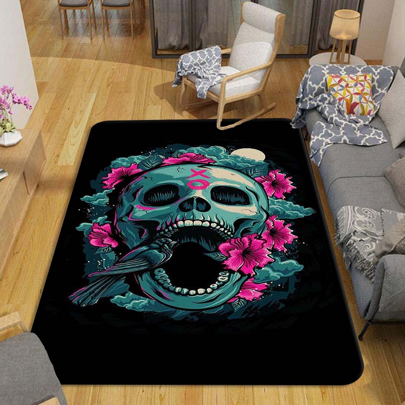 Нескользящий коврик для ванной комнаты, подростковый кавайный коврик для комнаты, ковер с черепом, гостиной, коридором, домашний декор, нескользящий напольный коврик