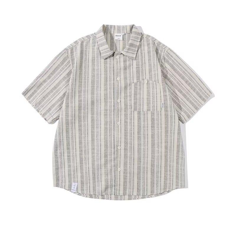 Мужская рубашка с короткими рукавами и буквами в японском стиле Гонконга, свободная рубашка для мужчин и женщин, летняя модная универсальная повседневная куртка