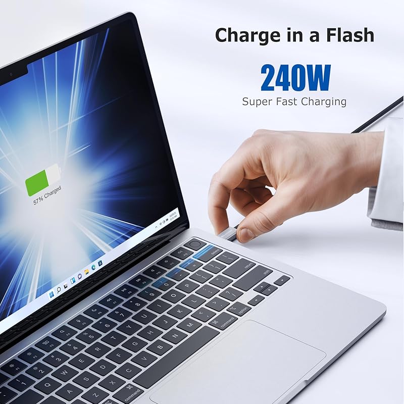 [Intel Certified] Cable Matters 80Gbps Premium Braided Thunderbolt 5 Cables, Up To 120Gbps Bandwidth Boost, Supports 240W Charging, Black, 0.5m/1.6ft,