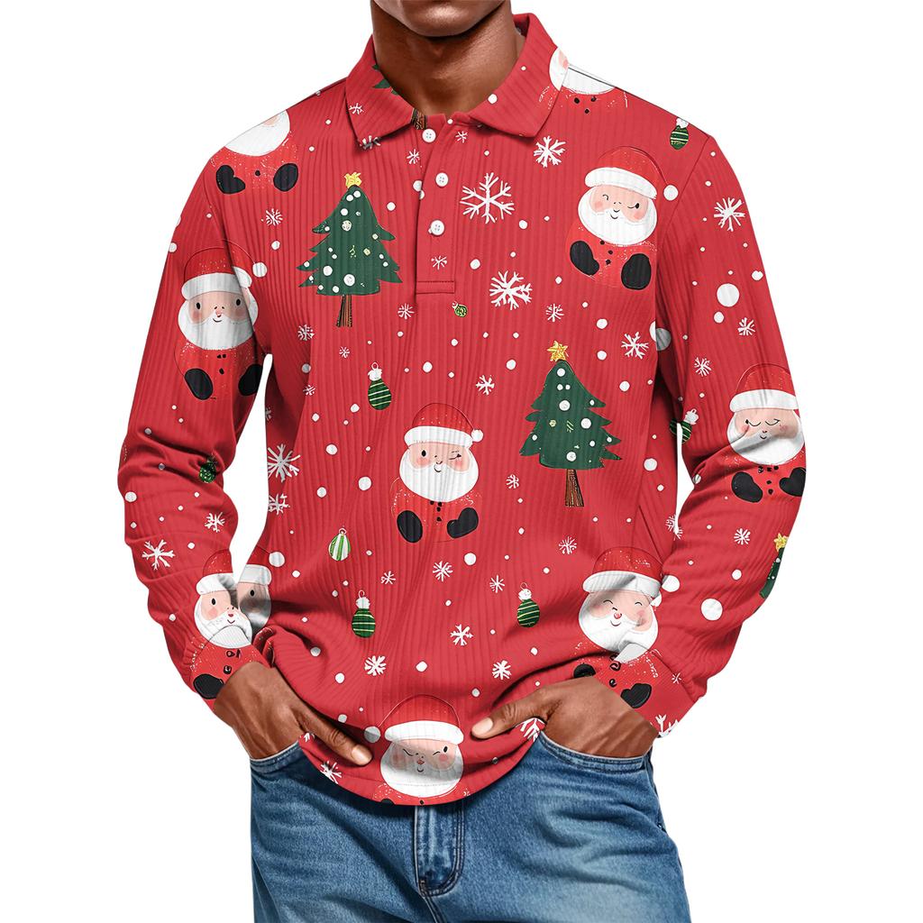 Men's Casual Style Solid Color Loose Shirt Long-sleeved Top