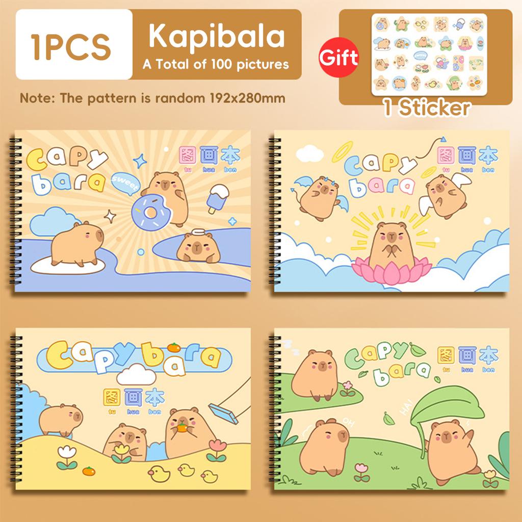 1pcs Kawai Capybara Picture Book A4 Thickened 50 Sheets of Paper Children's Blank Sketch Art School Students' Drawing Supplies