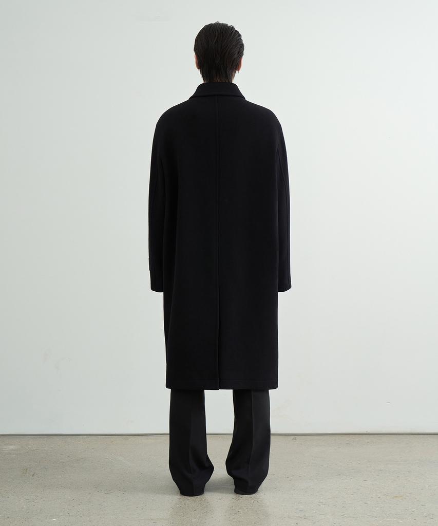 Musinsa Standard Wool Blend Oversized Long Pocket Balmacaan Coat [Black]