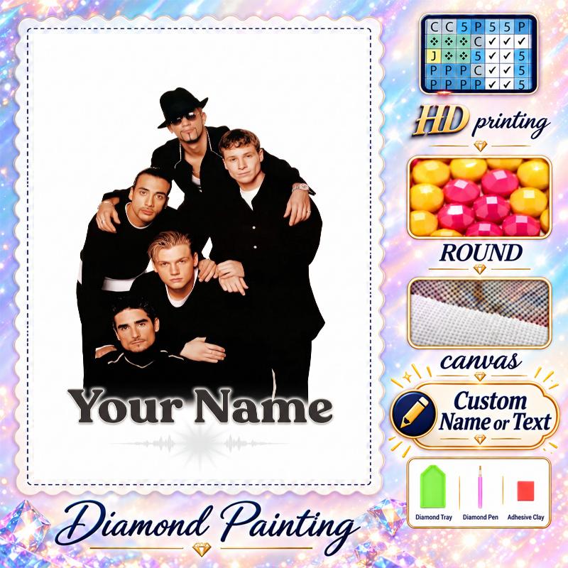 Backstreet Boys 5D DIY Diamond Painting Custom Name Text, Full Drill Rhinestone Mosaic Art Home Gift
