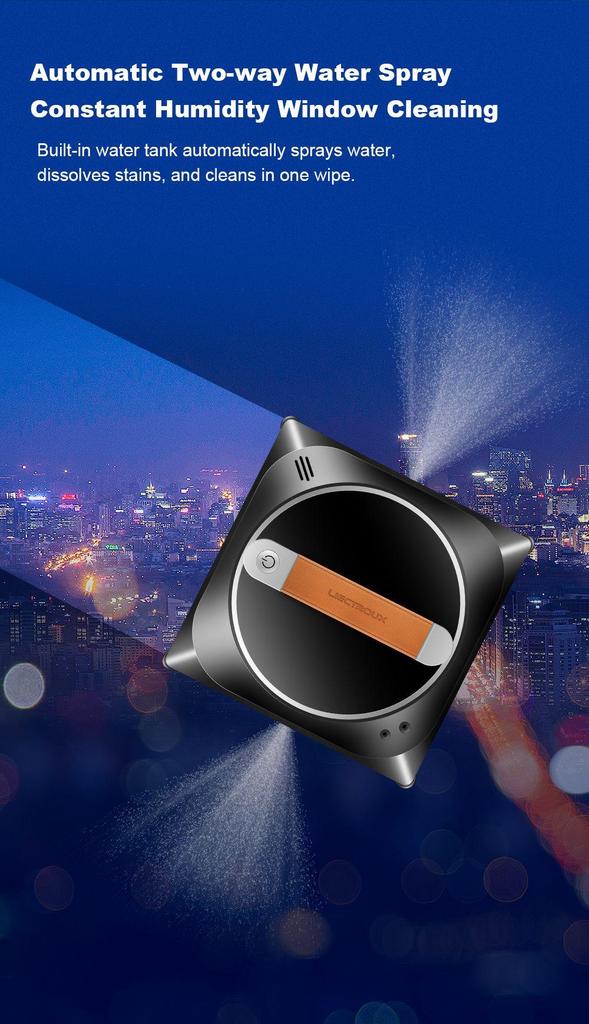 Восстановленный робот для мытья окон Liectroux YW910, двойное распыление воды, вакуумное всасывание 3000 Па, лазерный датчик, управление через приложение и пульт, функция памяти