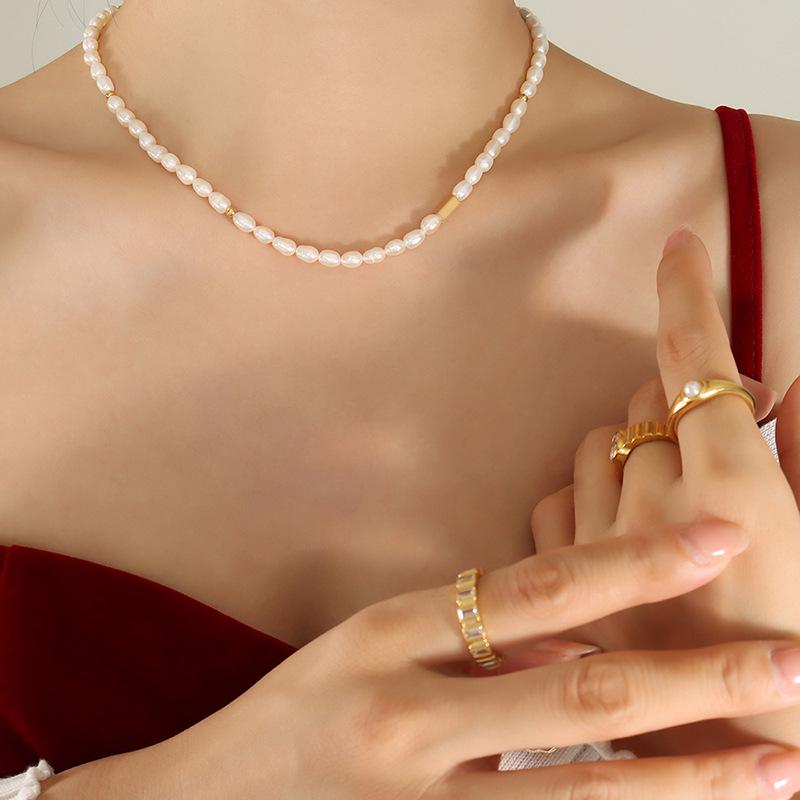 Baroque Freshwater Pearl & Titanium Necklace – Cross-border Versatile Style