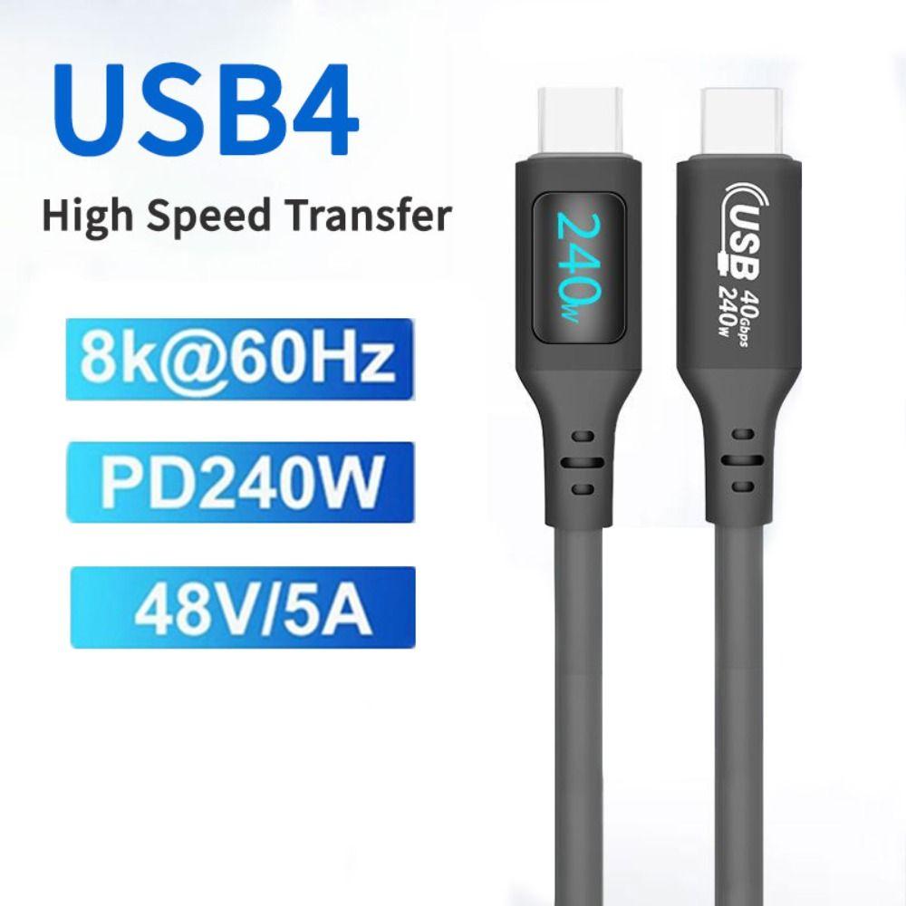 40Gbps USB-C Charging Cable Digital Display Type-C Line New USB4 Data Cord Laptop