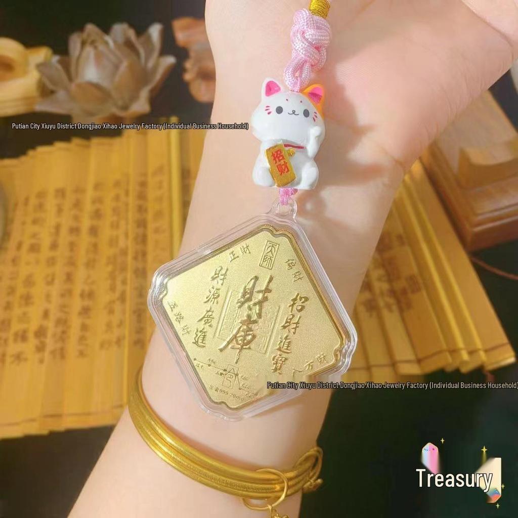 999 Pure Gold Wealth Cell Phone Charm & Handbag Pendant for Abundant Prosperity