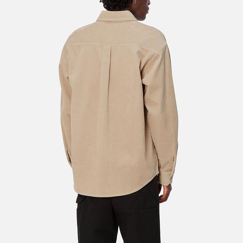 Carhartt WIP Рубашка с длинным рукавом Flint Свободный крой Одна пуговица Рубашка с длинным рукавом Мужские рубашки Светло-хаки I029442-G1-02