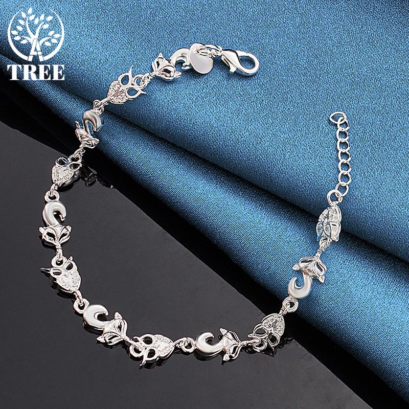 Ювелирные изделия из браслета из стерлингового серебра 925 пробы с лисой и совой AAA из циркона