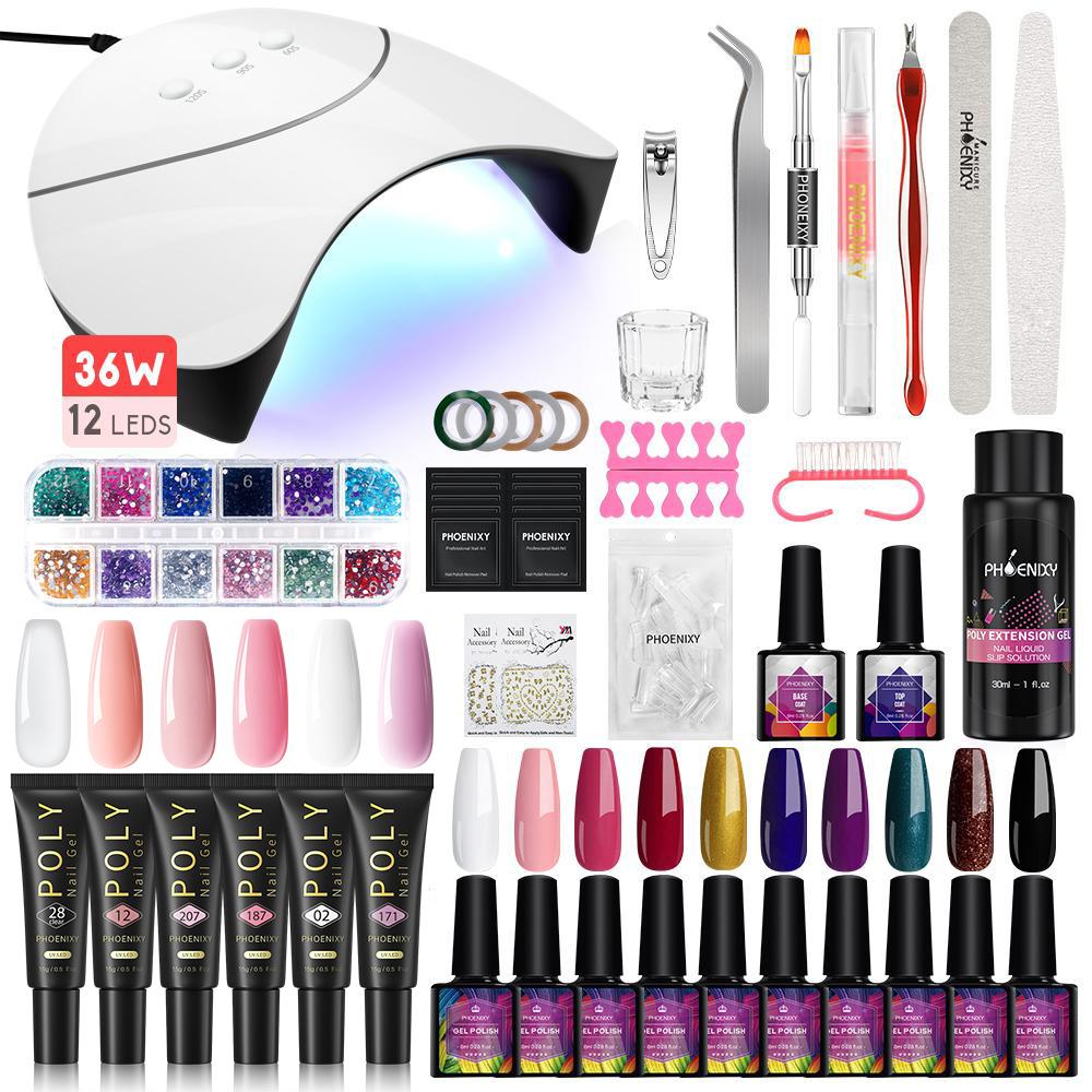 Большой набор с лампой для маникюра гель-лаком PHOENIXY