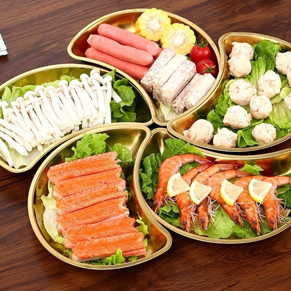 Mutifunctional Half-Moon Metal Trays Funny Child Plate Dinnerware Vegetable Plate Family Reunion