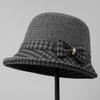 Autumn and winter new bow foreign gas bucket hat women's versatile wool temperament basin hat mother warm hat