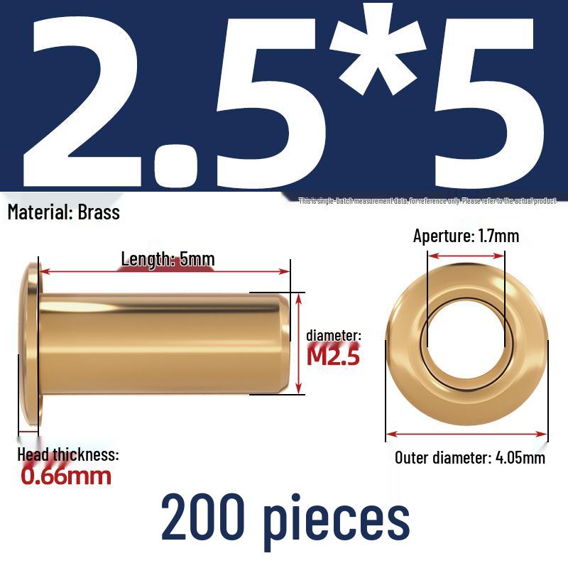 Pure Brass Hollow Rivets & Copper Eyelets Fasteners M1.3–M5