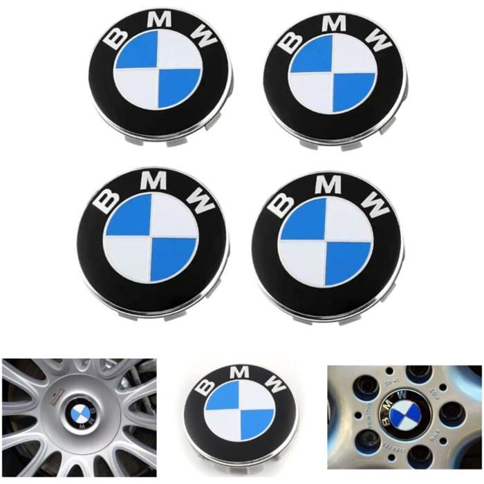 Лот де 4 Bleu Cache Moyeux, совместимый с BMW Center Roue ABS Accessoires de Voiture — 68 мм