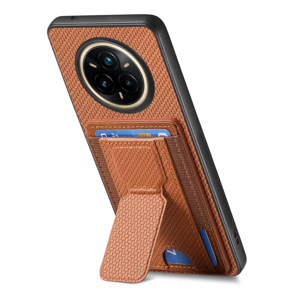 For Realme 14 Pro 5G Case with Card Holder Kickstand Fiber Pattern Leather Back Cover