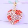 Creative Crystal Rose Alloy Heart Keychain - Women's Bag Accessory & Couple Pendant