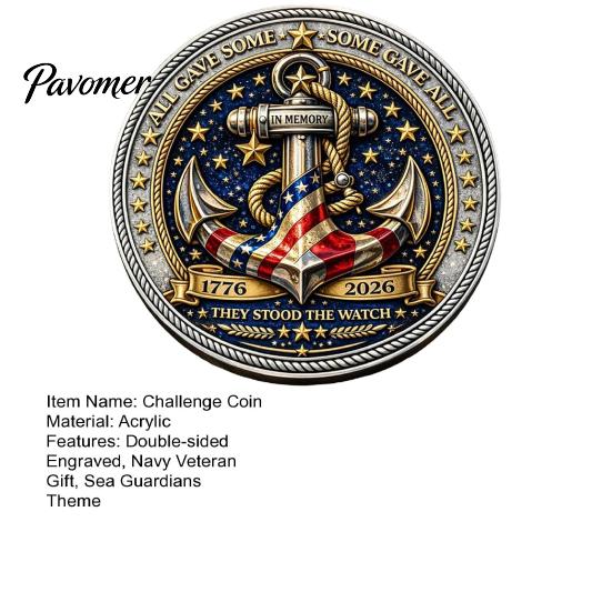 Круглая сувенирная монета "Стражи Моря" Challenge Coin, Они Стояли на Страже, Коллекционная, Двусторонняя, Гравированная, Подарок для Ветерана Военно-морского Флота