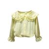 Girl Style Lapel with Flared Sleeves Autumn Cotton Baby Teen Princess School Girls Blouse