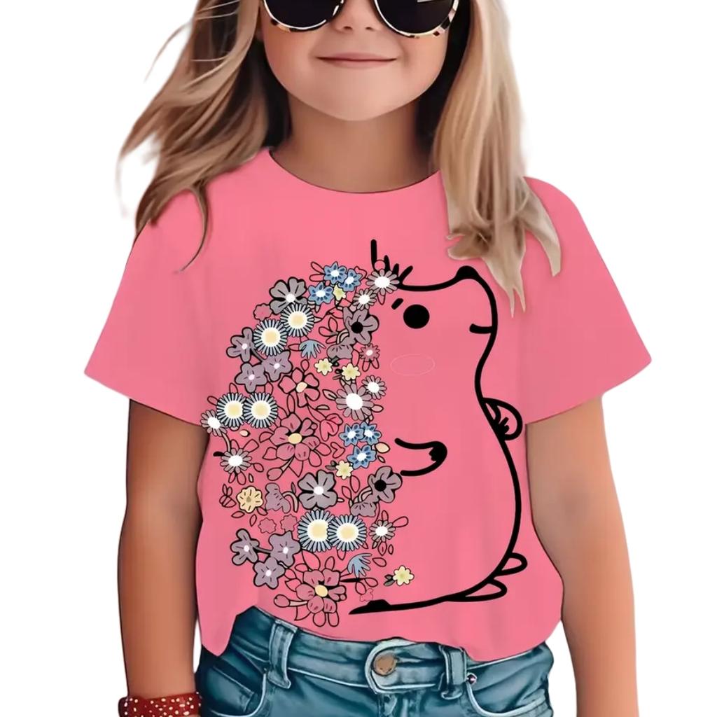 T-Shirt for Girls Cartoon Tops Short Sleeve Top Girls Clothes Boys Tshirt Tees Fashion Kawaii Children T-Shirt