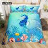 3D Octopus Sea Turtle Duvet Cover Retro Sailboat Crab Reptile Bedding Set Marine Mediterranean Style Jellyfish Comforter Cover