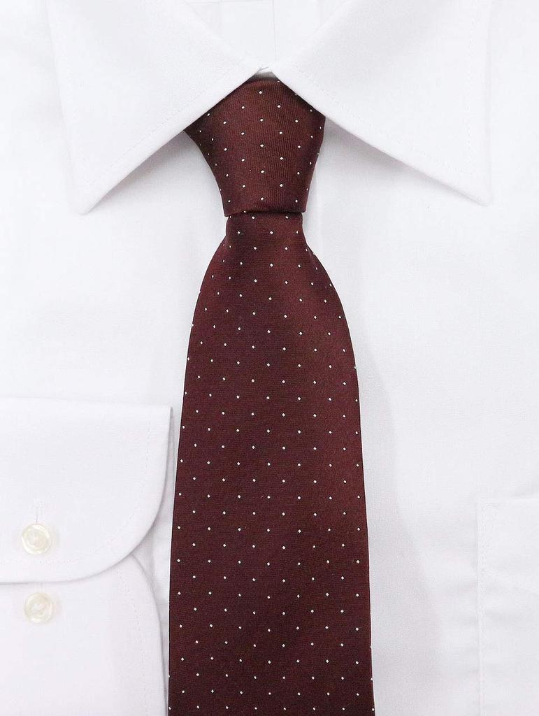 Brand Necktie Made In Japan Silk Jacquard Weave Pin Dot [Michiko London] 100% (C Pattern Wine)