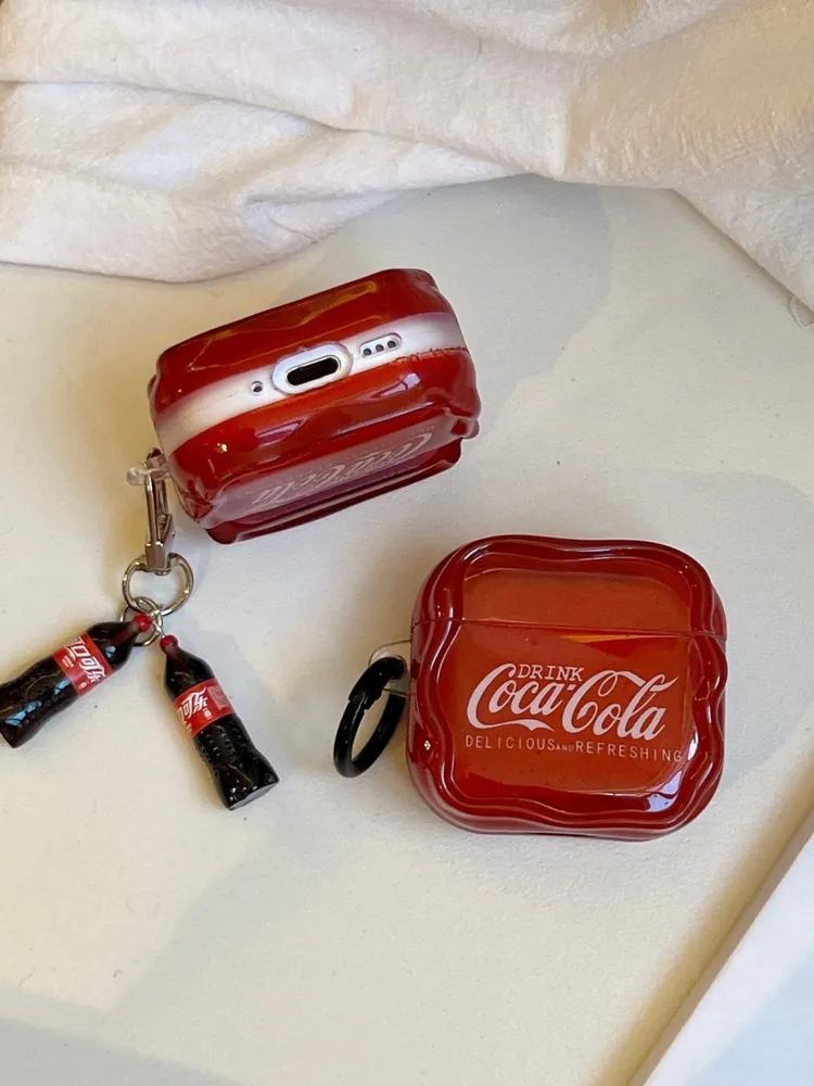 Coca-Cola Silicone Headphone Case with Two Mini Pendants for AirPods 5 and AirPods 4 Protective Case