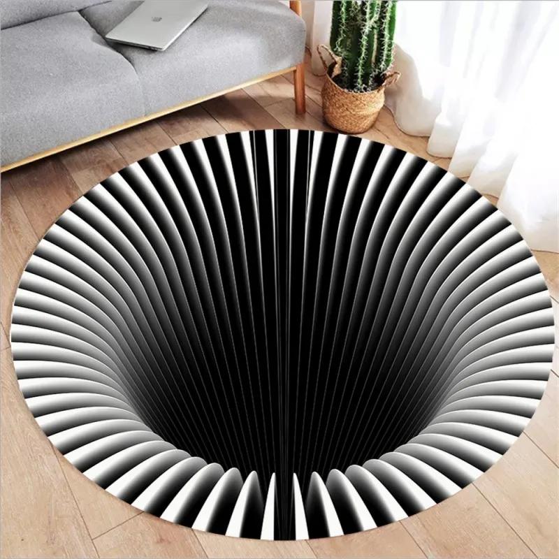 3D Vortex Optical Illusion Rugs Trap Area Rugs Not-Slip Round Rugs Area Carpets for Living Room Short Plush Trap Swirl Carpet