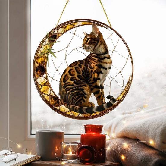 Акриловый ловец солнца для кошек, подвесной светильник для окна в виде котенка, потерявшего питомца