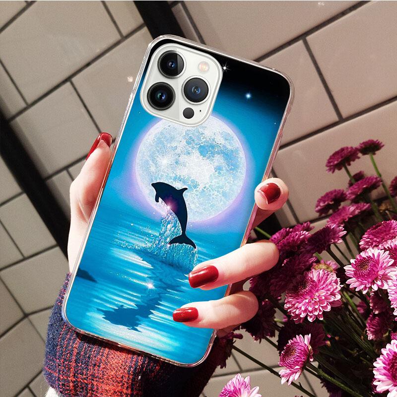 Чехол для мобильного телефона Dolphin Whale Funda для iPhone 14 13 12 11 Pro Max XS XR X 8 7 Plus SE2