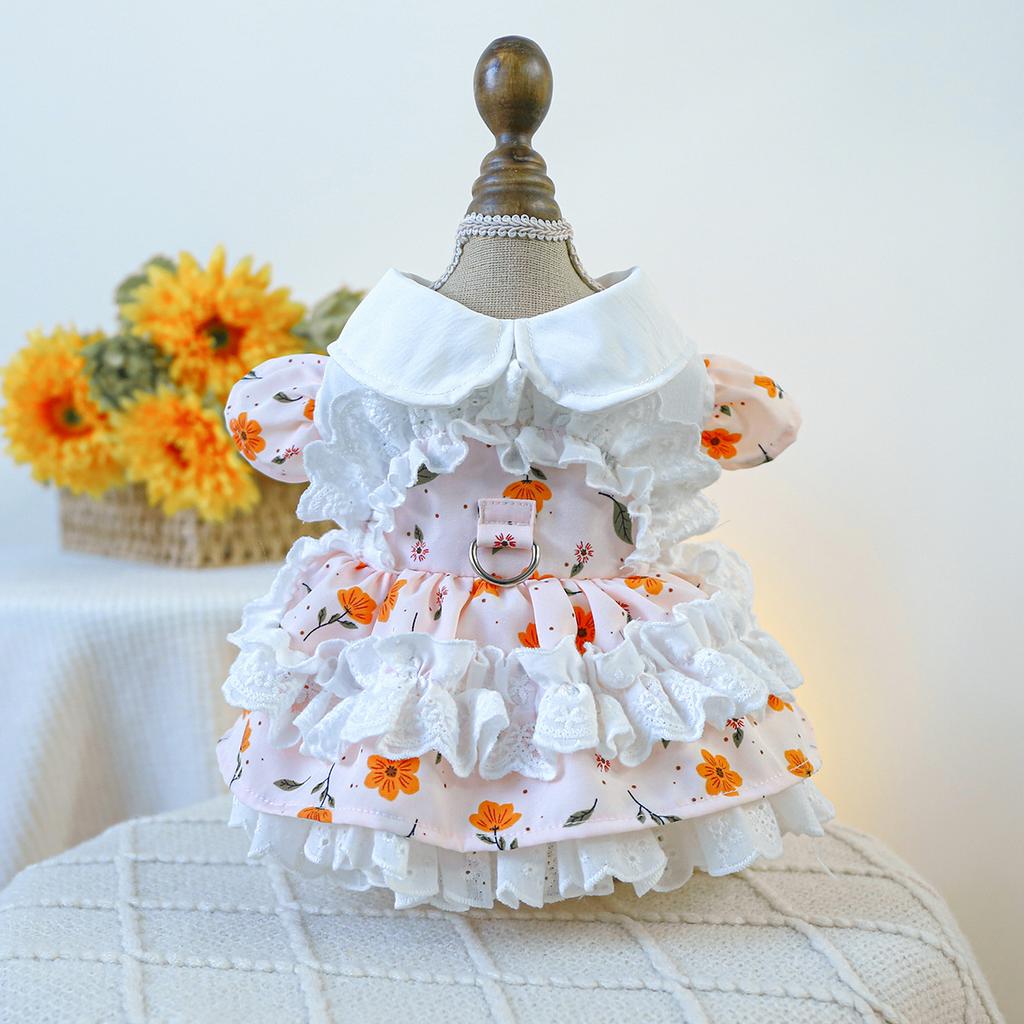 Dog Dress for Small Dogs Floral Girl Puppy Dress Breathable Cute Princess Doggie Dresses Spring Summer Pet Cat Clothes
