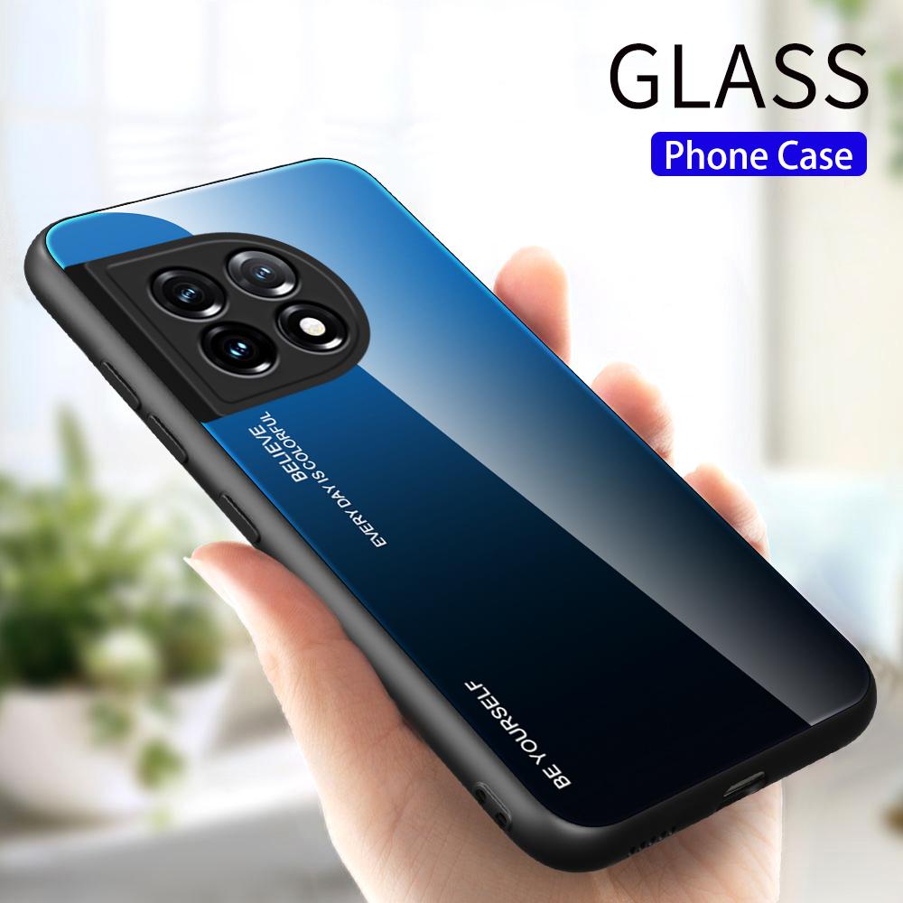 Gradient Color Phone Case for OnePlus 11 5G Tempered Glass PC TPU Anti-Scratch Phone Cover