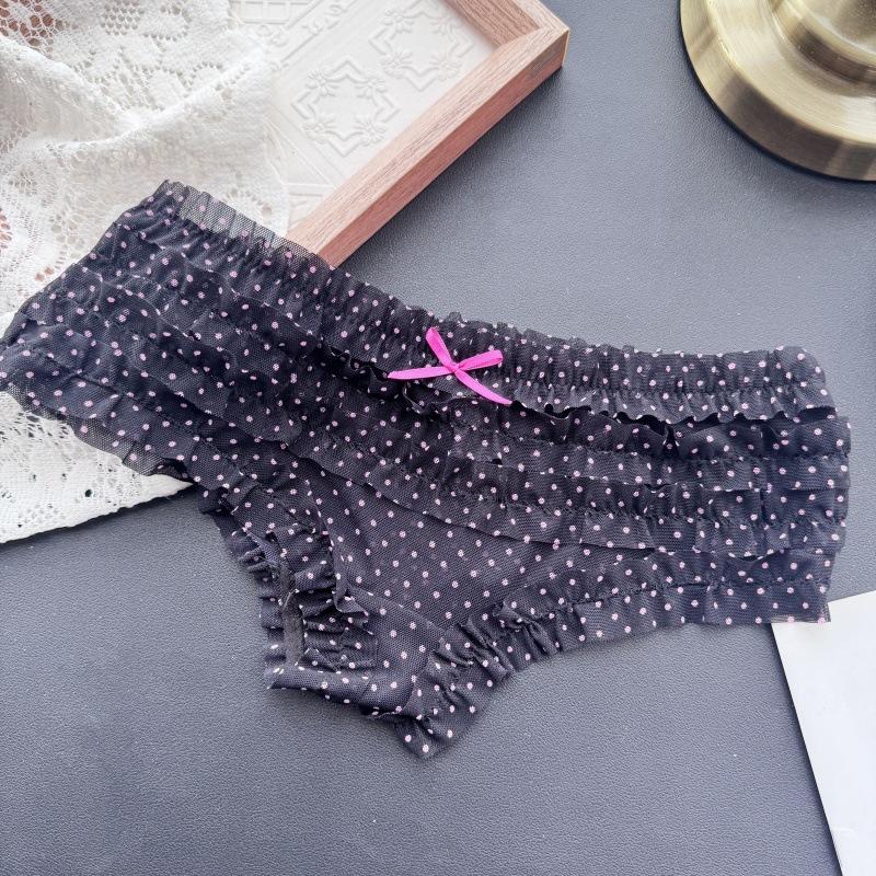 Женские весенне-летние милые сетчатые трусики с оборками, низкой посадки, сексуальные