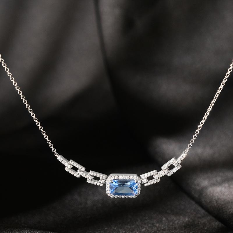 APM Monaco Small rectangular blue pendant adjustable necklace for women AC7376XCB