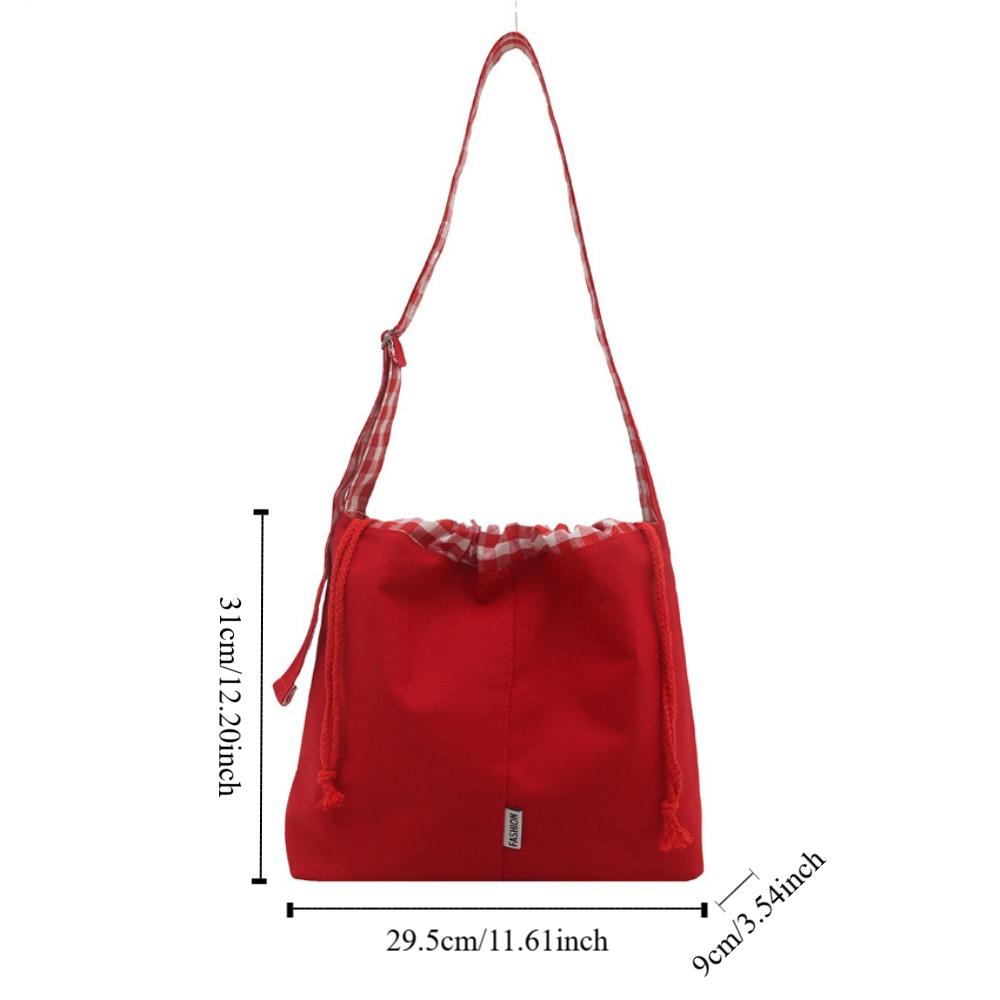 Retro Drawstring Bucket Bag Korean Style Tote Bag Vintage Denim Canvas Bag  Women