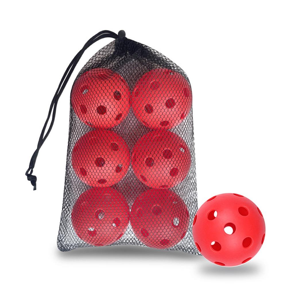 6pcs PVC Pickle Balls with Bag Balanced Competition Ball Portable Pickleball Balls Indoor