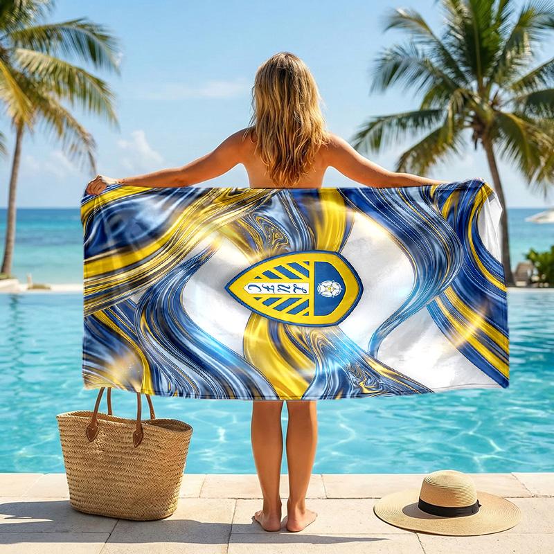 Пляжное полотенце Leeds United Football Мягкое из микрофибры Летнее полотенце Быстросохнущее Впитывающее полотенце для пляжа Бассейна Путешествий