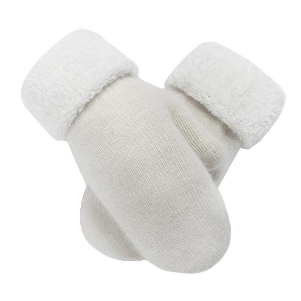 Двухслойные перчатки с закрытыми пальцами, вязаные из шерсти и кашемира, плюшевые варежки для холодной погоды на открытом воздухе