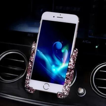 Crystal Car Phone Holder Air Vent Mount Clip Diamond Universal Smartphone Stand Hands-Free Car Accessories Bracket for Women