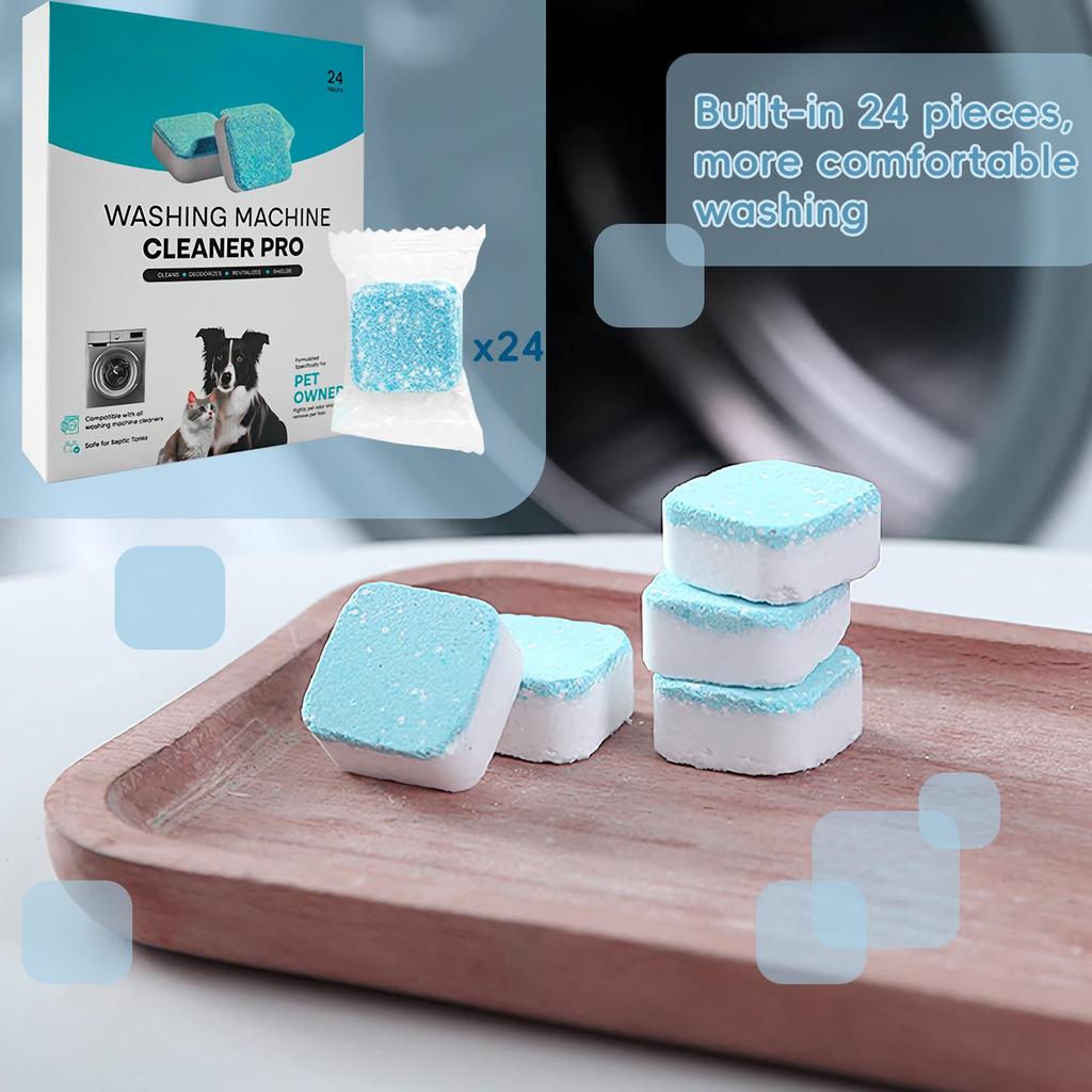 Washing Machine Cleaning Tablets Laundry Machine Cleaner Tablets 24 Pieces Deep Cleaning Stain Remover Laundry Tub Deodorizer