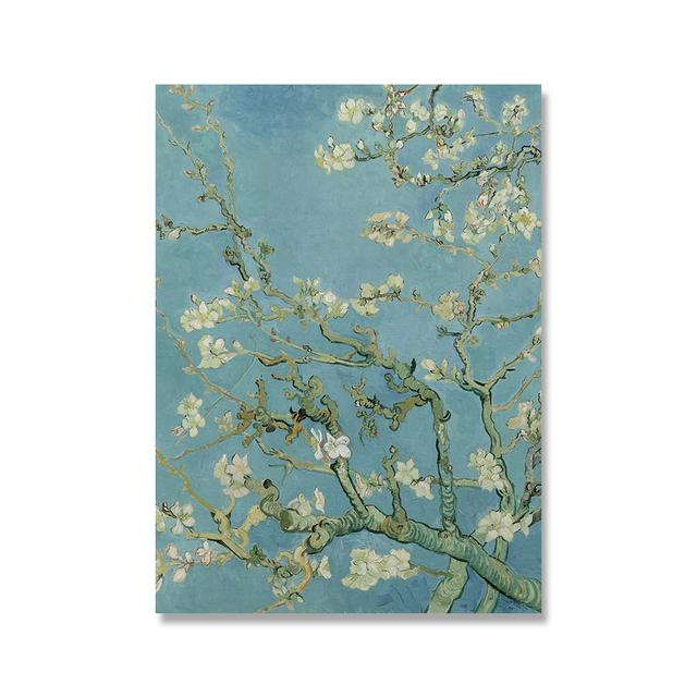 Famous Van Gogh Artist Starry Sky Oil Painting Sunflower Exhibition Poster Flower Natural Wall Art Canvas Painting Home Decor No Frame