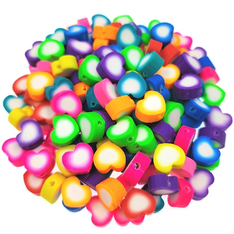 Бусины-разделители «сделай сам» для изготовления ювелирных изделий в форме сердца, кулон 10 мм, мягкий керамический браслет, ожерелье, бусины
