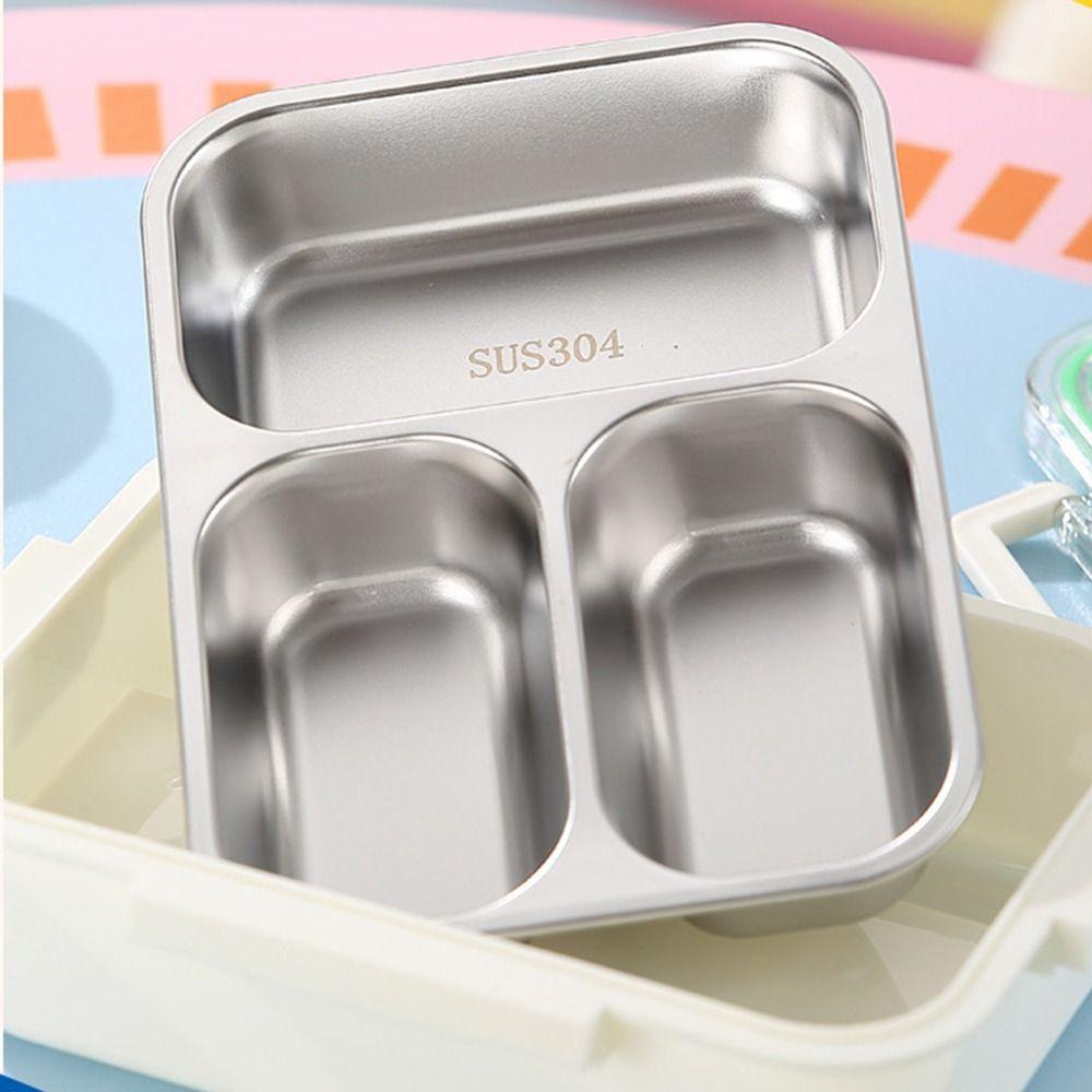 2/3 Compartments Portable Food Container Food Grade Divided Lunch Plate Outdoor Activities
