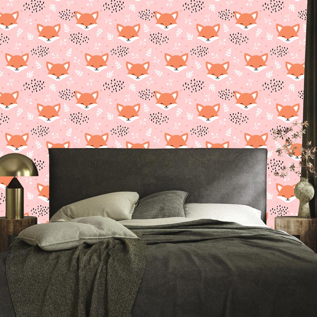 Joyful foxes made of plants wallpaper for living room and bedroom 50x1000